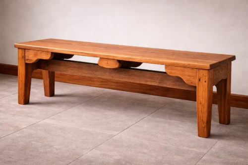 custom solid wood dining bench with handcrafted joinery and natural grain