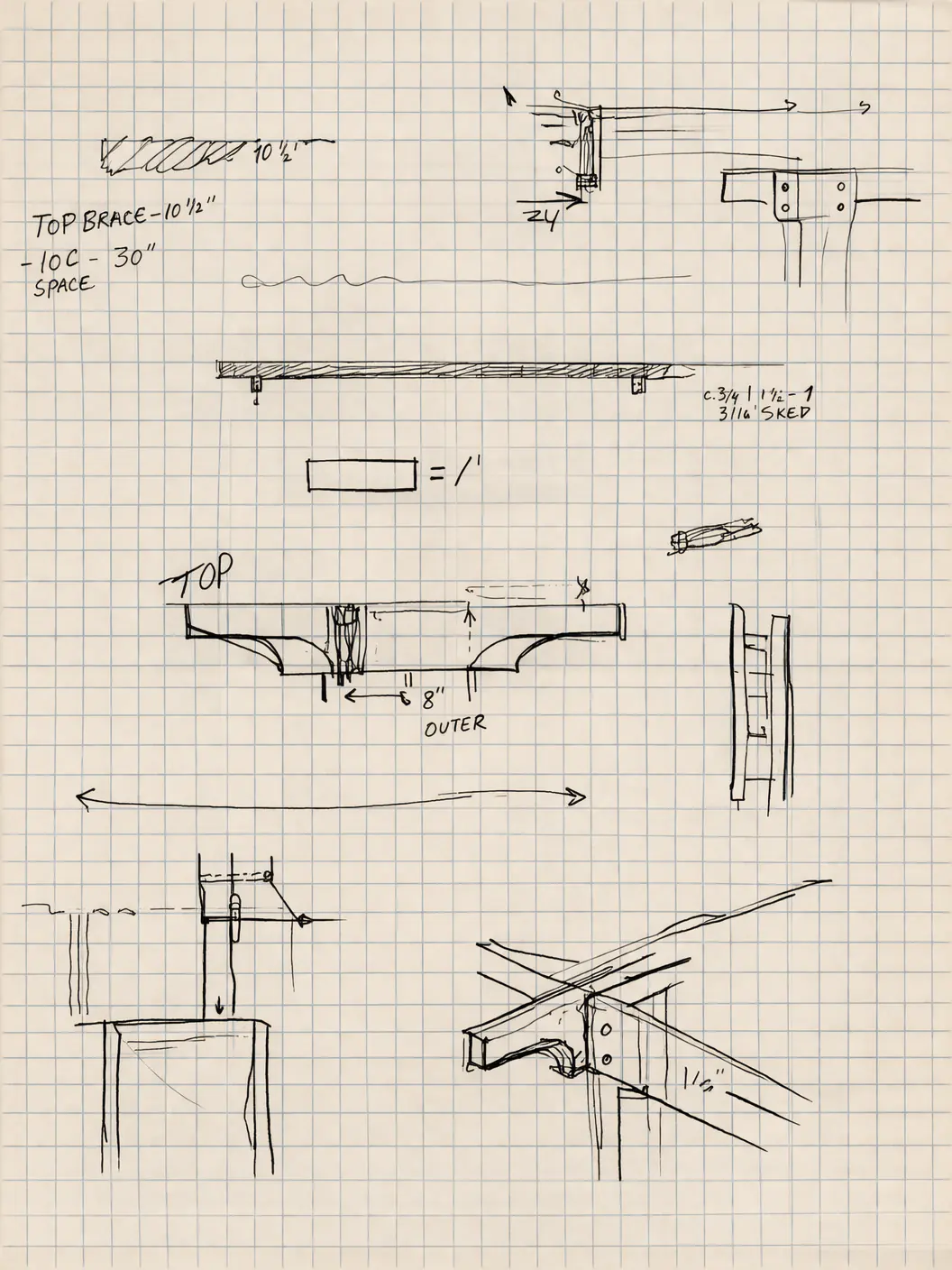 Cliff Trahan reviewing custom furniture joinery and engineering sketches in his Ponchatoula Louisiana workshop