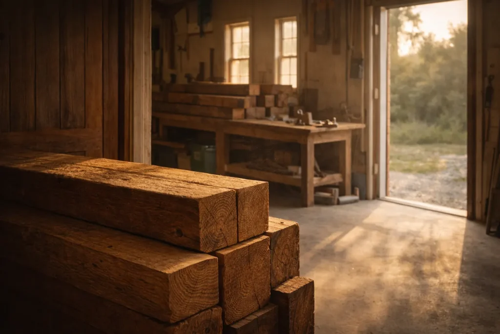 Reclaimed old growth lumber used to build heirloom furniture by Cliff Craft in Ponchatoula Louisiana