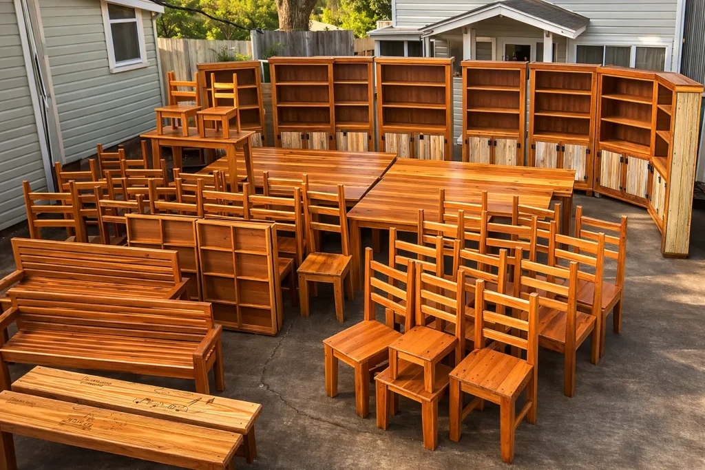 Collection of handcrafted chairs, tables, benches and bookcases by CliffCraft Furniture