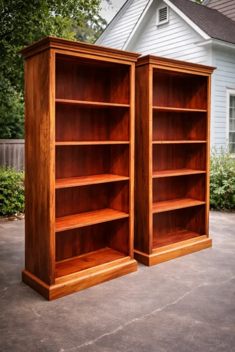 custom solid wood bookshelves handcrafted tall open shelving units