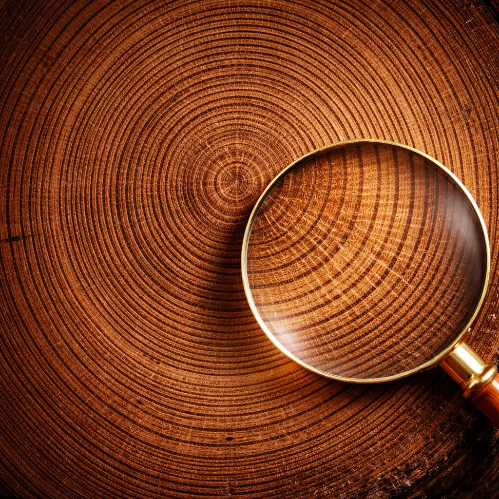 Old growth tree rings showing the age and density of reclaimed hardwood used in CliffCraft Furniture