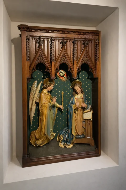 church altar restoration with hand carved gothic woodwork Ponchatoula LA