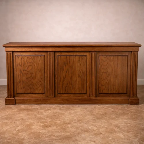 Custom solid wood altar base Ponchatoula LA handcrafted from reclaimed hardwood with raised panel construction