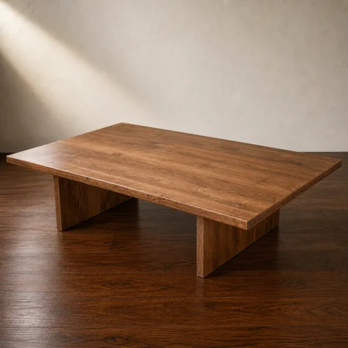 Handcrafted walnut coffee table with solid wood base by Cliff Craft Furniture