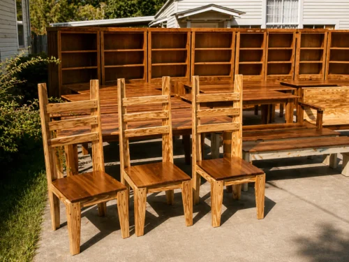 Custom hardwood dining chairs tables and bookshelves by Cliff Craft Furniture